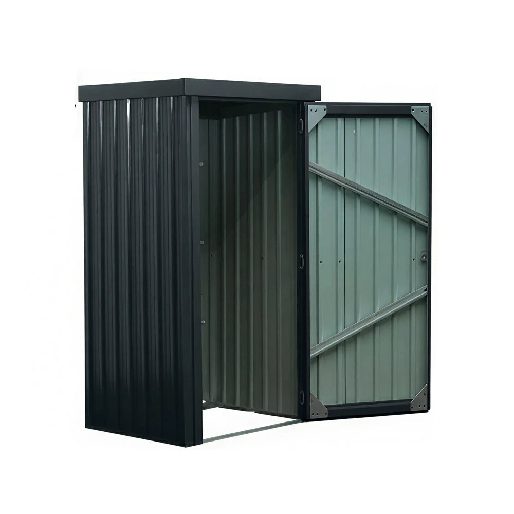 SOLARA Outdoor Metal Storage Shed Weatherproof Sloped Roof Reinforced Frame Rust Resistant Garden Backyard Tool Storage - Green