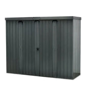 SOLARA Outdoor Metal Storage Shed Large Capacity Double Door Weatherproof Sloped Roof Reinforced Frame Garden Backyard Tool Storage - Grey