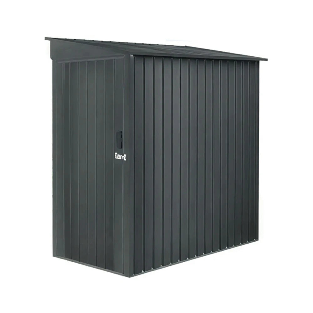 SOLARA Outdoor Metal Storage Shed Side Door Large Capacity Weatherproof Sloped Roof Reinforced Frame Garden Backyard Tool Storage - Grey