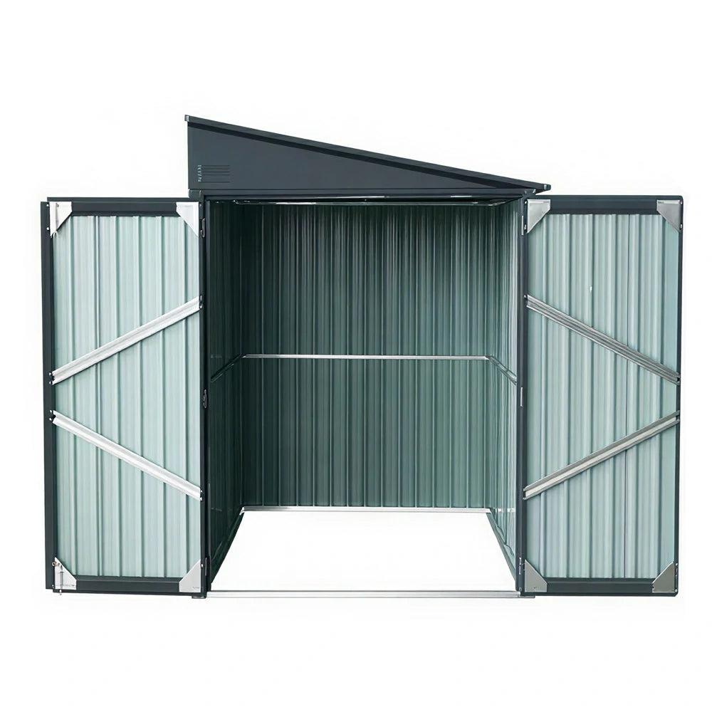 SOLARA Outdoor Metal Storage Shed Extra Large Wide Side Door Weatherproof Sloped Roof Reinforced Frame Garden Backyard Tool Storage - Grey