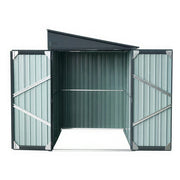 SOLARA Outdoor Metal Storage Shed Extra Large Wide Side Door Weatherproof Sloped Roof Reinforced Frame Garden Backyard Tool Storage - Grey