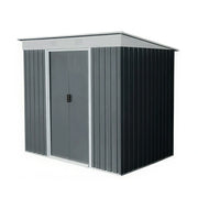 SOLARA Outdoor Metal Storage Shed Large Capacity Double Door Weatherproof Sloped Roof Reinforced Frame Garden Backyard Tool Storage - Grey