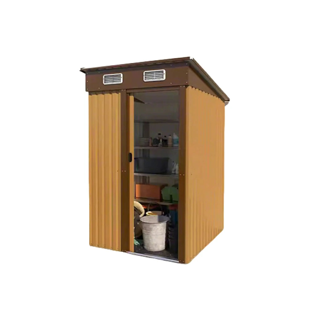SOLARA Outdoor Storage Shed Sloped Roof Weatherproof Steel Large Capacity for Garden Patio Backyard - Brown