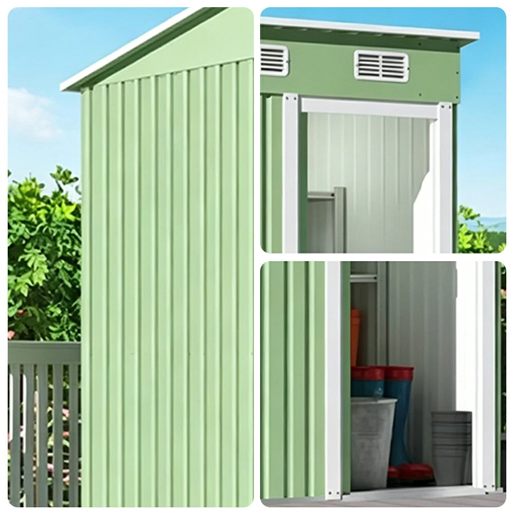 SOLARA Outdoor Storage Shed Sloped Roof Weatherproof Steel Large Capacity for Garden Patio Backyard - Green