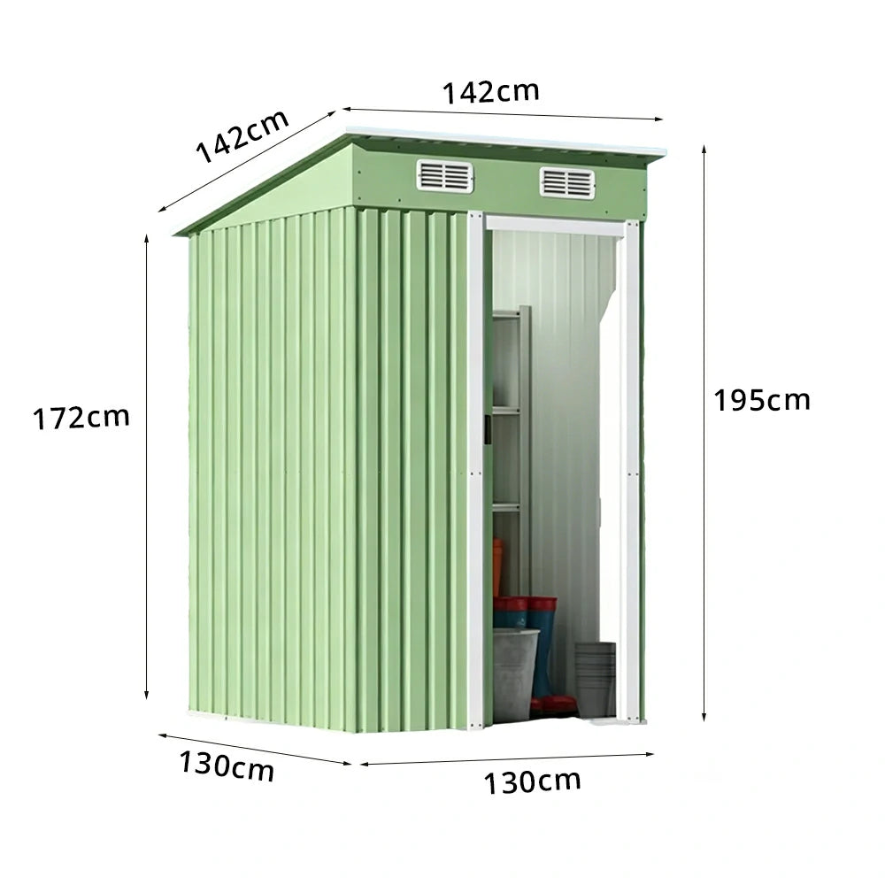 SOLARA Outdoor Storage Shed Sloped Roof Weatherproof Steel Large Capacity for Garden Patio Backyard - Green