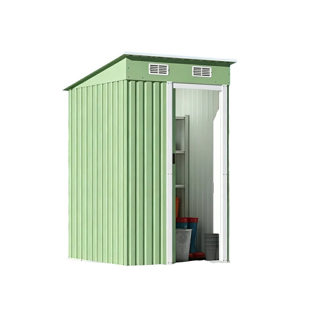 SOLARA Outdoor Storage Shed Sloped Roof Weatherproof Steel Large Capacity for Garden Patio Backyard - Green