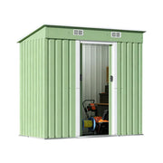 SOLARA Yard Storage Shed Sloped Roof High Strength Steel Sliding Door Secure for Tools Bicycles - Green