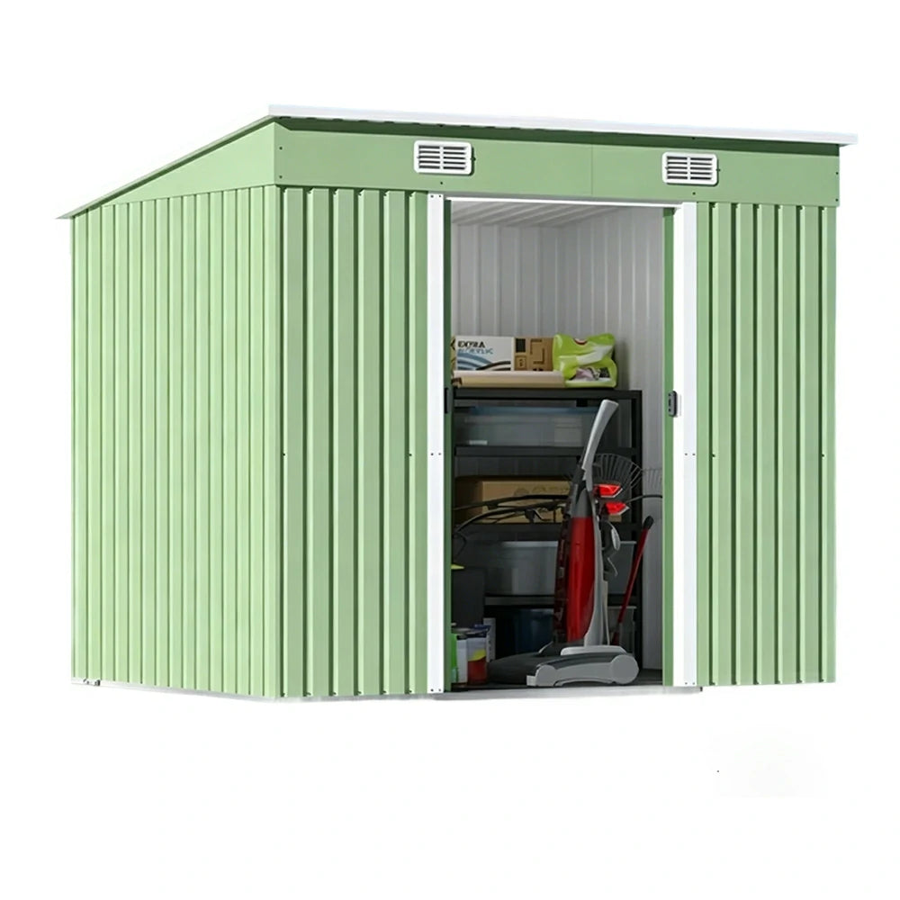 SOLARA Garden Storage Shed Sloped Roof Rust Resistant Ventilated Multi Purpose Outdoor Organizer - Green
