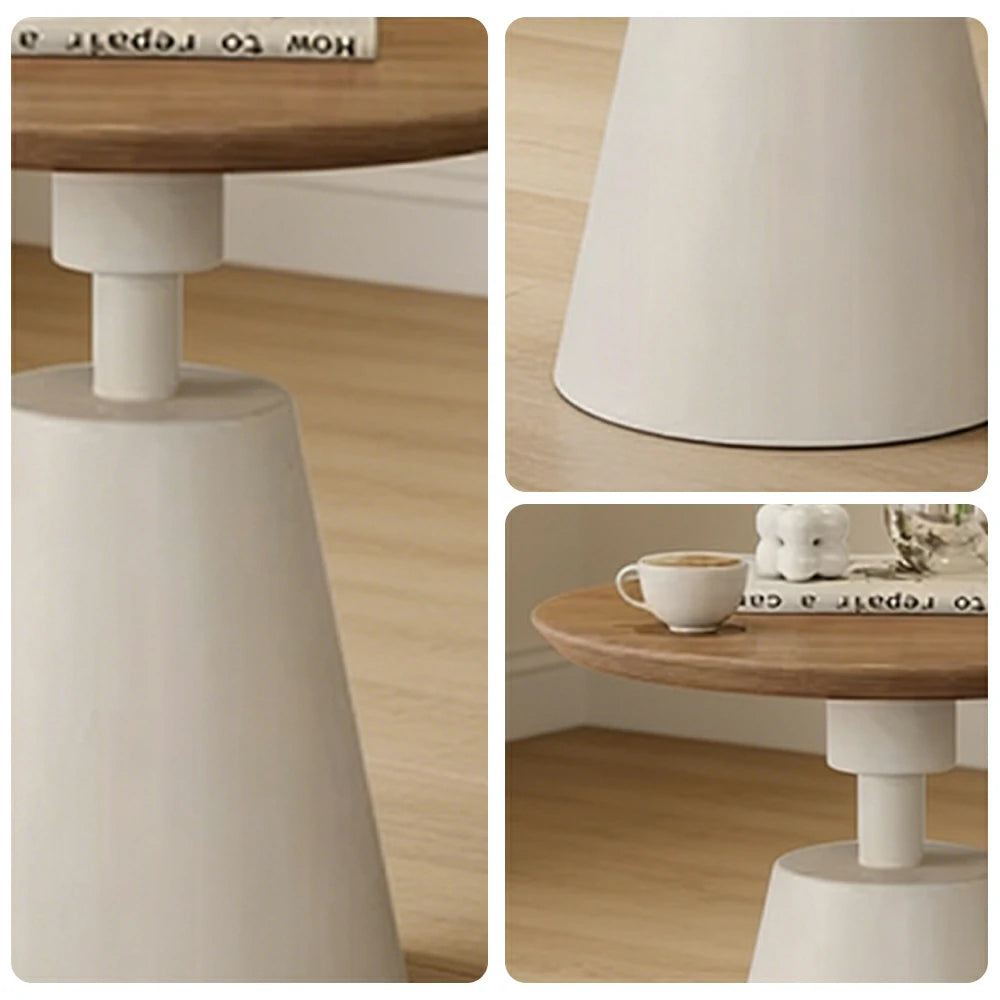 SOLARA 50/60cm Solid Wood Side Table New Zealand Pine Top with Steel Legs for Living Room Bedroom Reading Corner - Wood