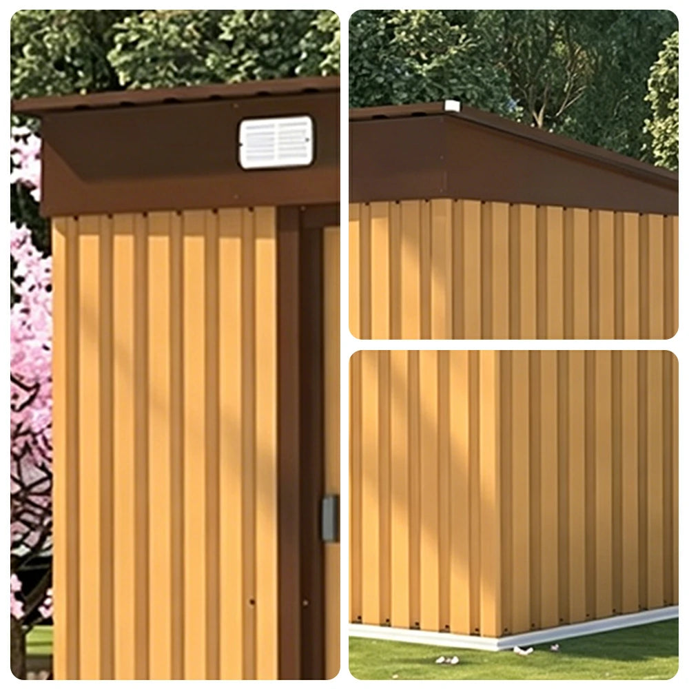 SOLARA Garden Storage Shed Sloped Roof Rust Resistant Ventilated Multi Purpose Outdoor Organizer - Yellow