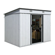 SOLARA Garden Storage Shed Sloped Roof Rust Resistant Ventilated Multi Purpose Outdoor Organizer - White