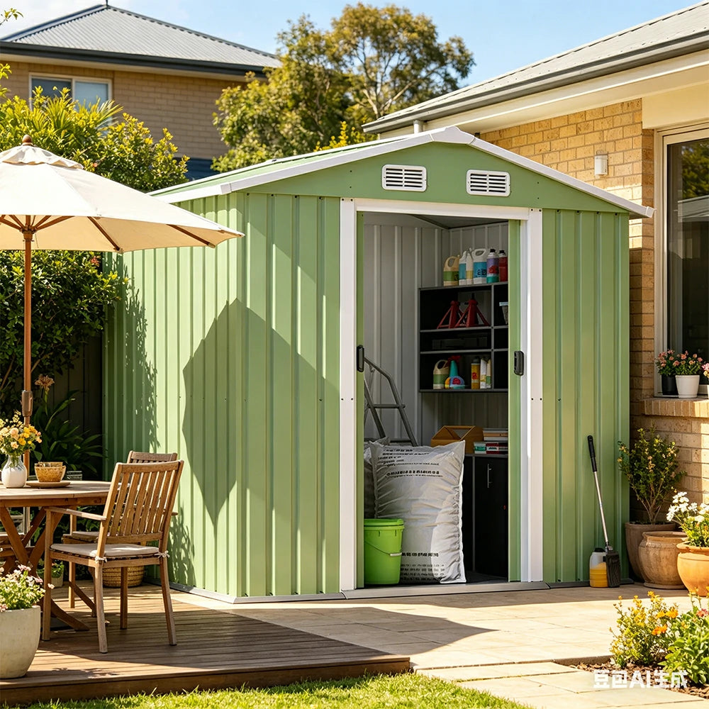 SOLARA Outdoor Storage Shed Apex Roof Weatherproof Steel Large Capacity for Garden Patio Backyard - Green