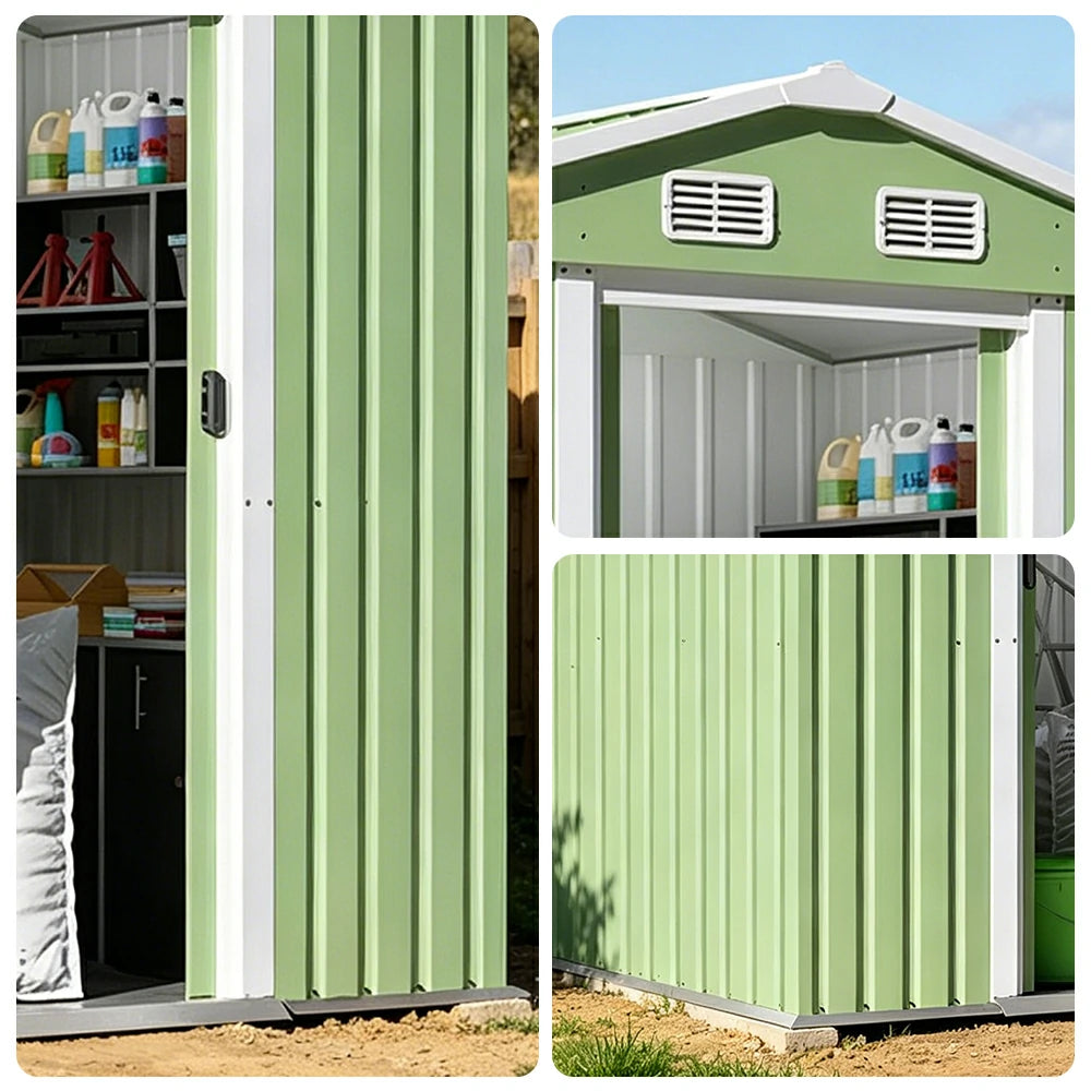 SOLARA Outdoor Storage Shed Apex Roof Weatherproof Steel Large Capacity for Garden Patio Backyard - Green
