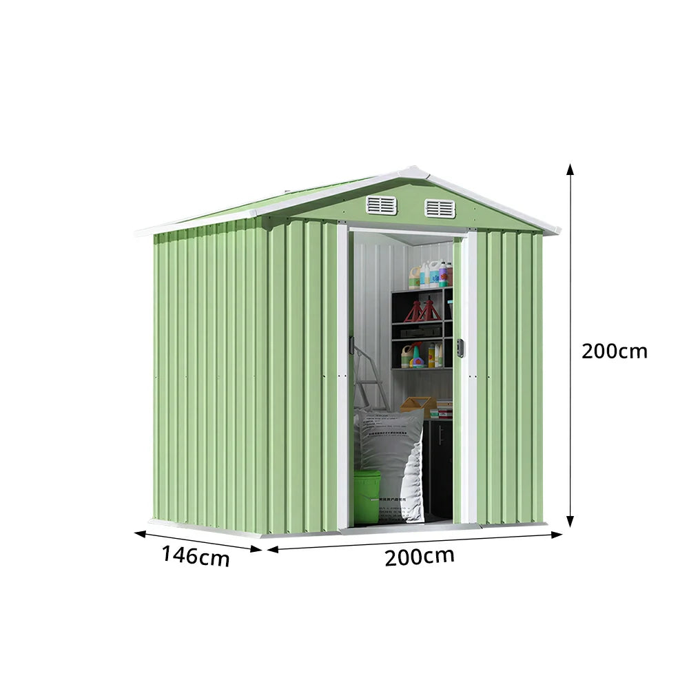 SOLARA Outdoor Storage Shed Apex Roof Weatherproof Steel Large Capacity for Garden Patio Backyard - Green