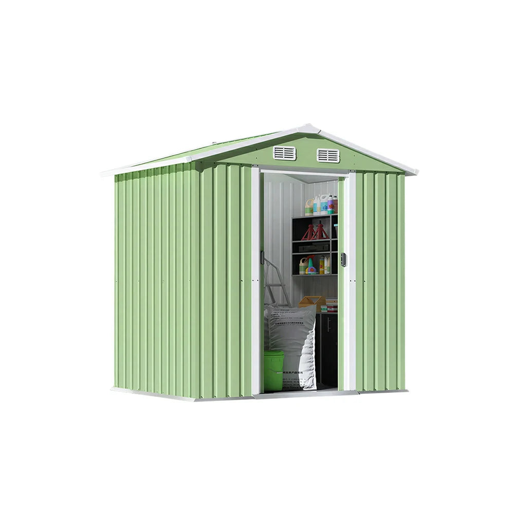 SOLARA Outdoor Storage Shed Apex Roof Weatherproof Steel Large Capacity for Garden Patio Backyard - Green