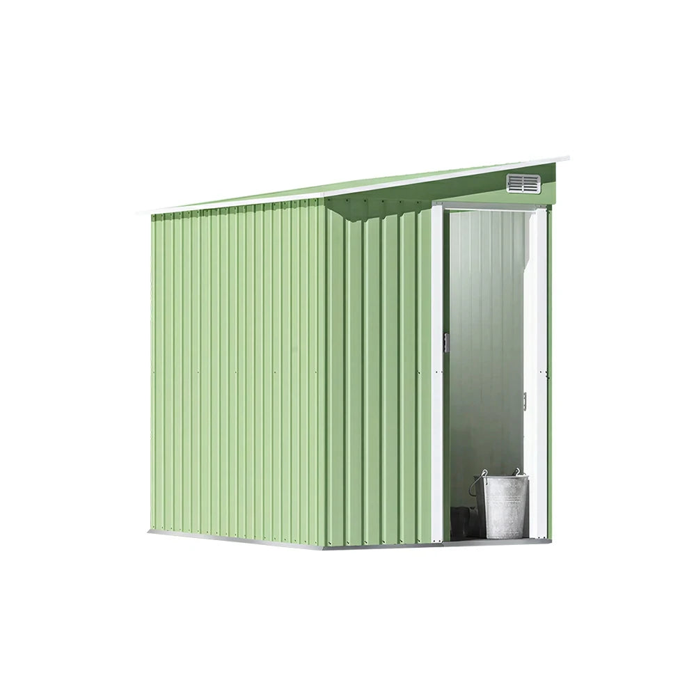 SOLARA Outdoor Storage Shed Sloped Roof Side Door Weatherproof Steel Large Capacity for Garden Patio Backyard - Green