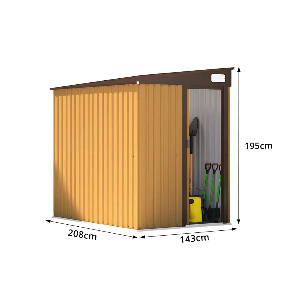 SOLARA Outdoor Storage Shed Sloped Roof Side Door Weatherproof Steel Large Capacity for Garden Patio Backyard - Yellow