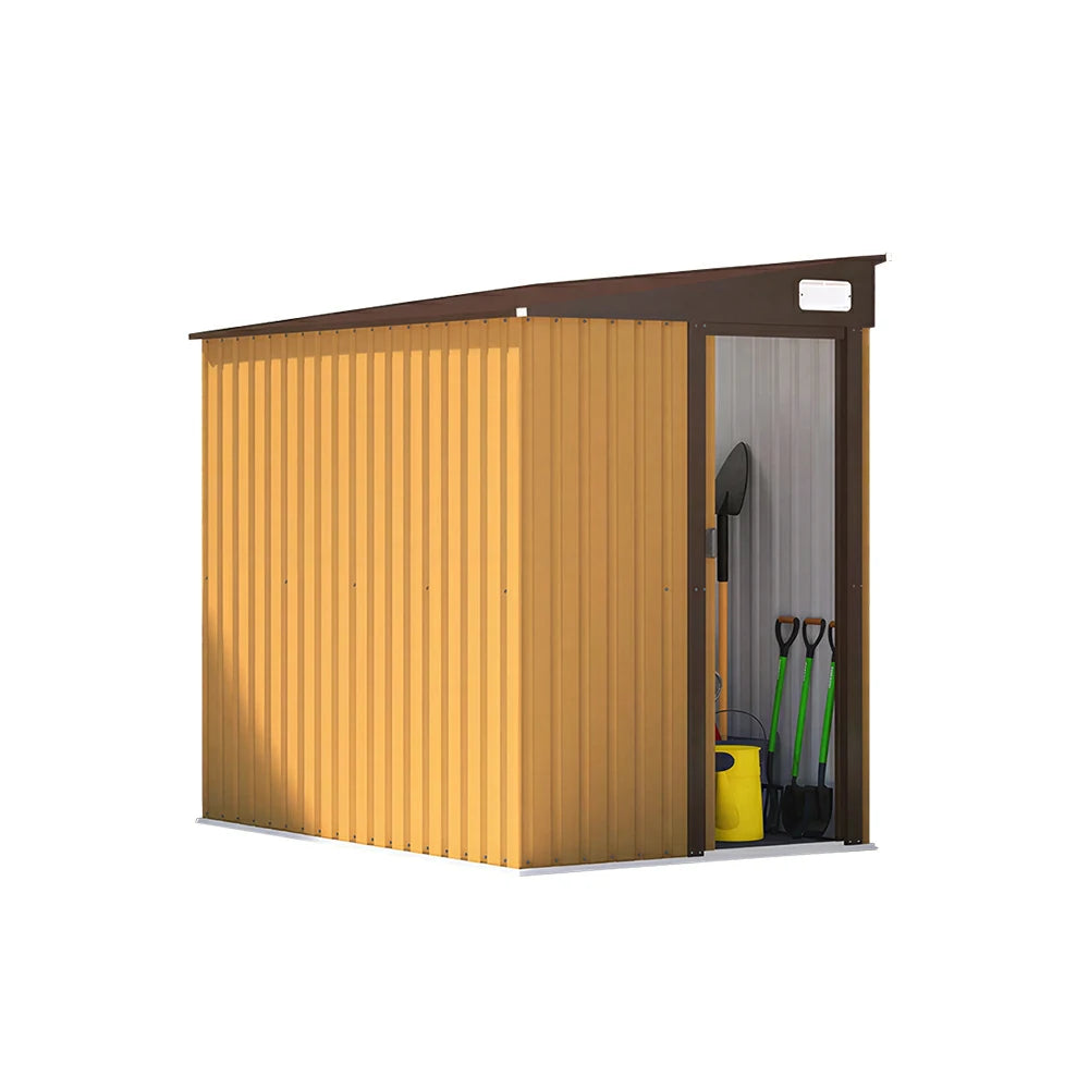SOLARA Outdoor Storage Shed Sloped Roof Side Door Weatherproof Steel Large Capacity for Garden Patio Backyard - Yellow