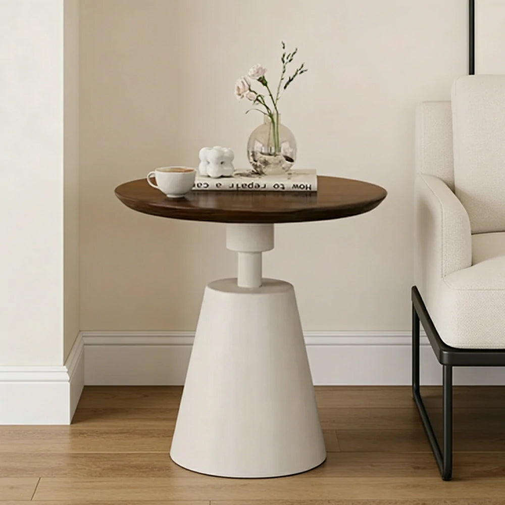 SOLARA 50/60cm Solid Wood Side Table New Zealand Pine Top with Steel Legs for Living Room Bedroom Reading Corner - Walnut