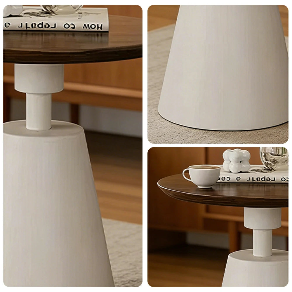 SOLARA 50/60cm Solid Wood Side Table New Zealand Pine Top with Steel Legs for Living Room Bedroom Reading Corner - Walnut