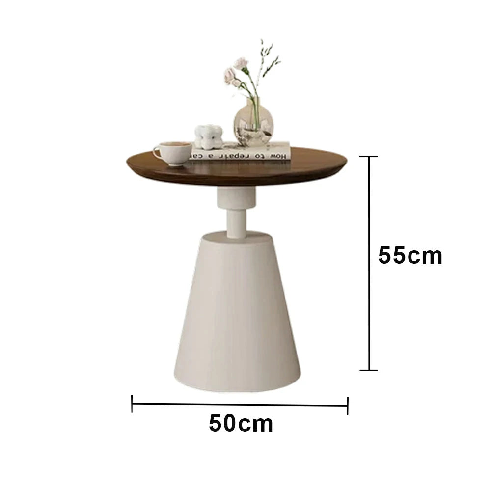 SOLARA 50/60cm Solid Wood Side Table New Zealand Pine Top with Steel Legs for Living Room Bedroom Reading Corner - Walnut