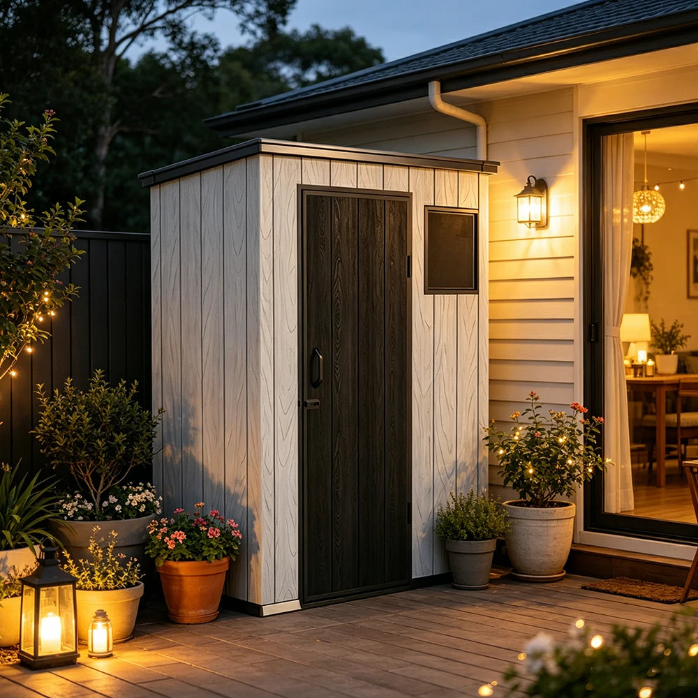 SOLARA 5x3FT Outdoor Storage Shed Reinforced Structure Double Door Weather Resistant Large Capacity for Garden Backyard Patio