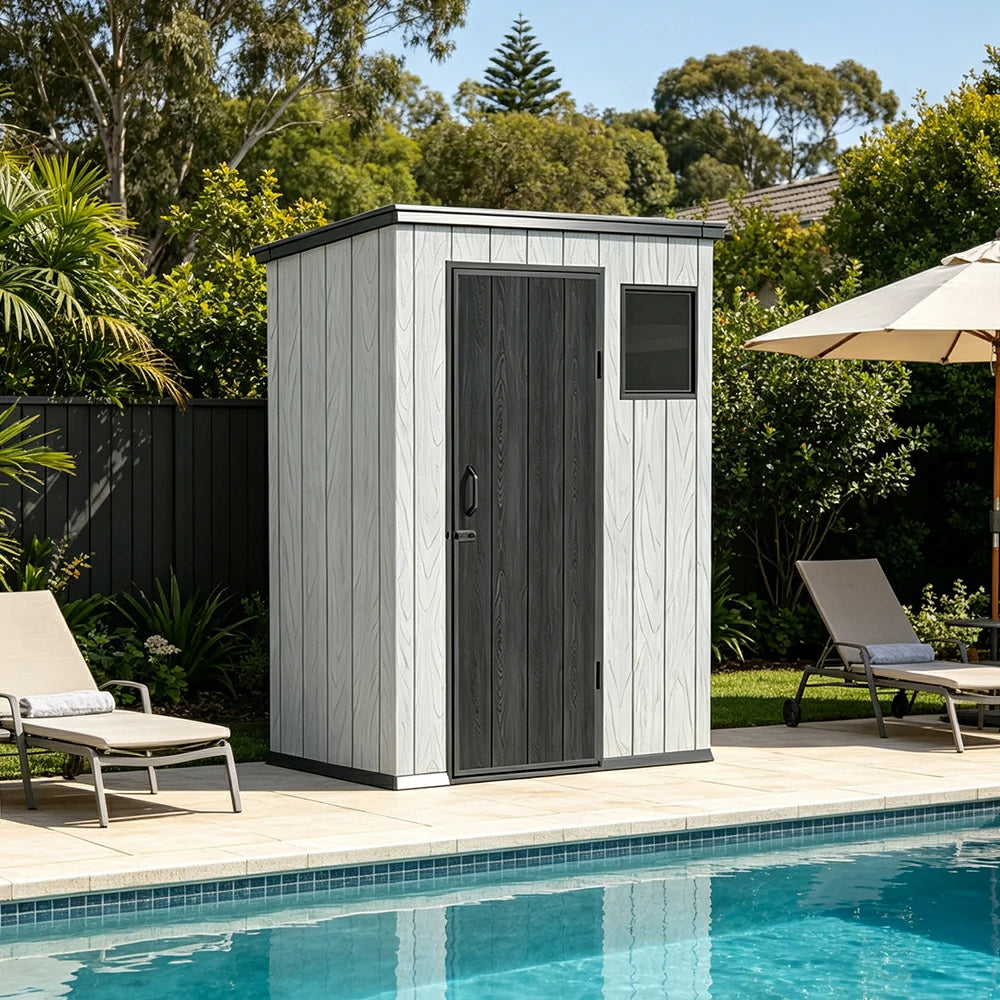 SOLARA 5x3FT Outdoor Storage Shed Reinforced Structure Double Door Weather Resistant Large Capacity for Garden Backyard Patio