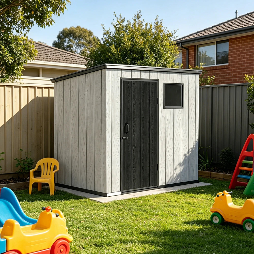 SOLARA 6x4FT Outdoor Storage Shed Reinforced Structure Double Door Weather Resistant Large Capacity for Garden Backyard Patio