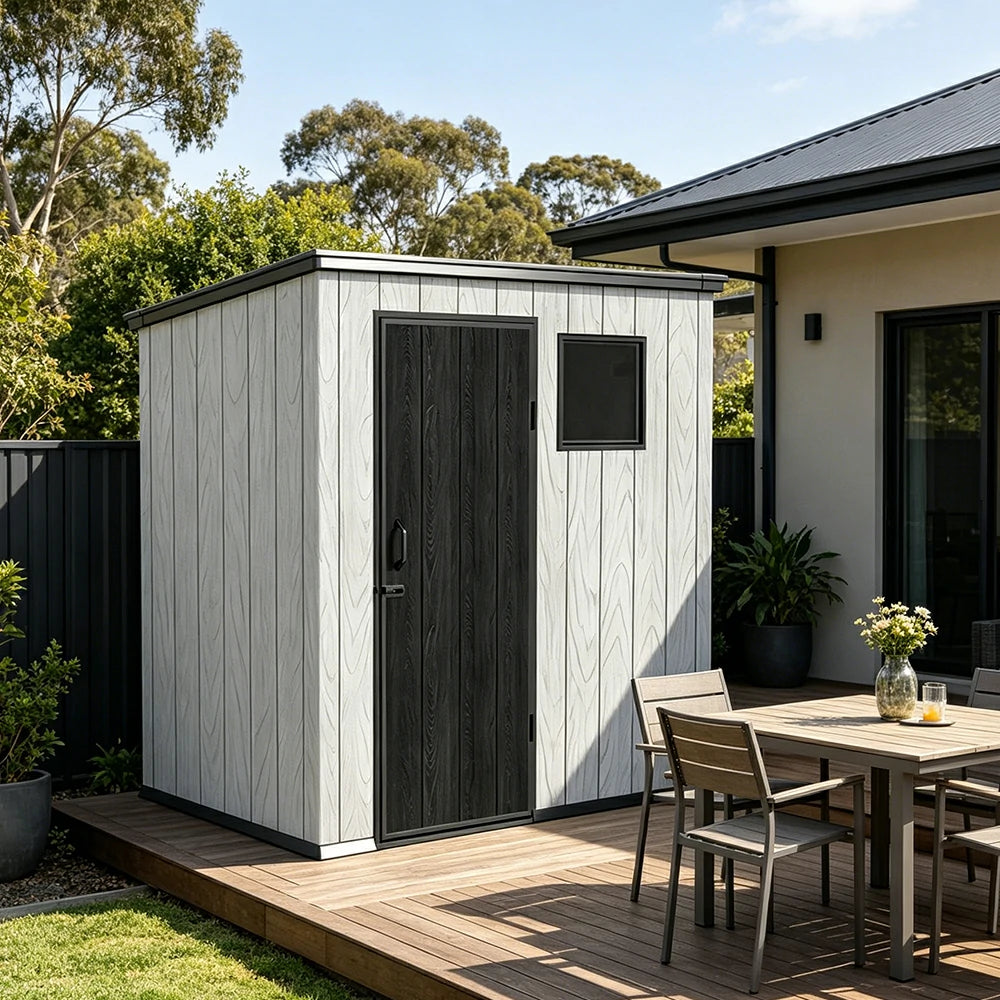 SOLARA 6x4FT Outdoor Storage Shed Reinforced Structure Double Door Weather Resistant Large Capacity for Garden Backyard Patio