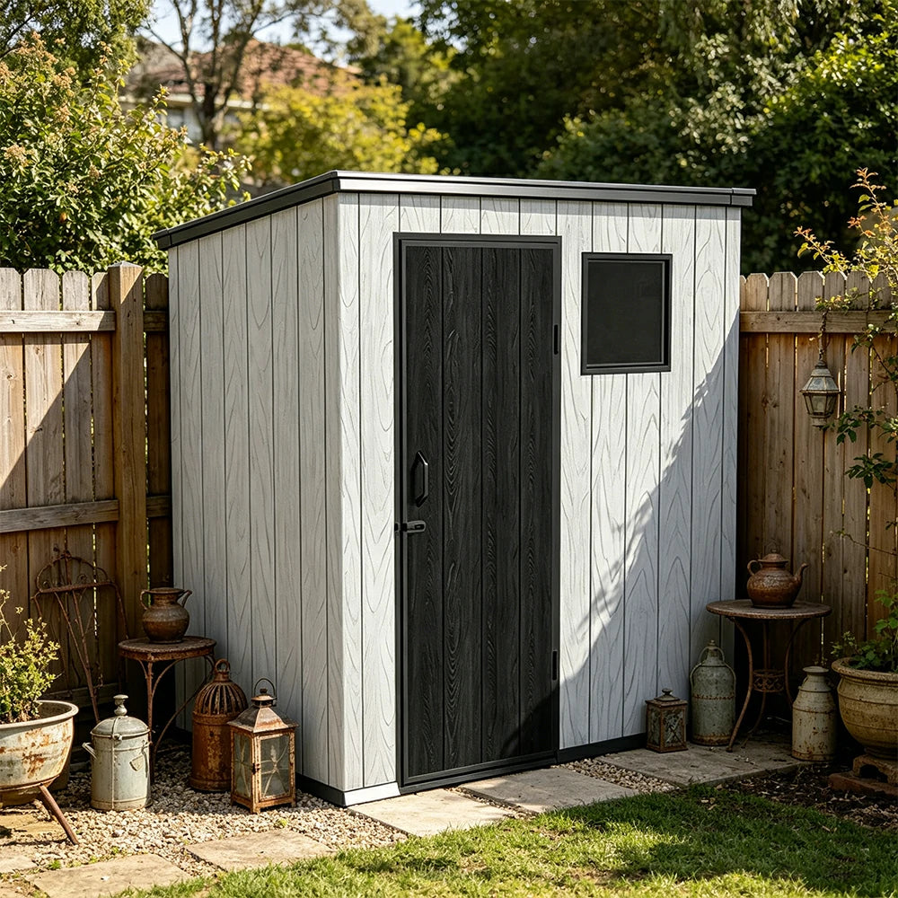 SOLARA 6x4FT Outdoor Storage Shed Reinforced Structure Double Door Weather Resistant Large Capacity for Garden Backyard Patio