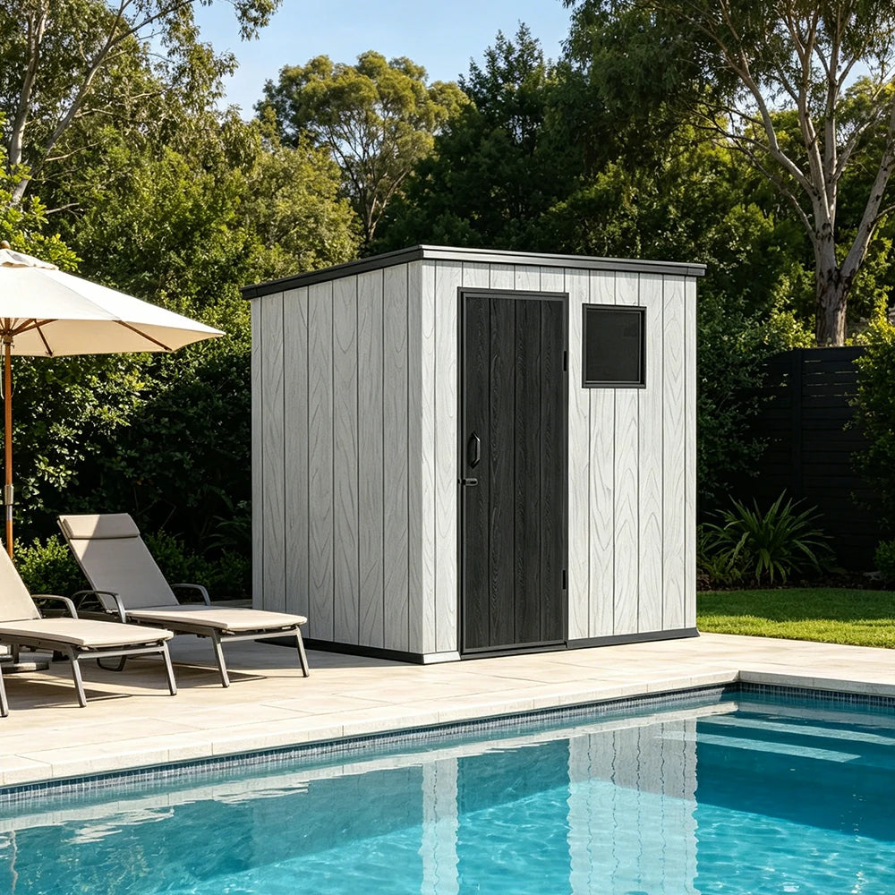 SOLARA 6x4FT Outdoor Storage Shed Reinforced Structure Double Door Weather Resistant Large Capacity for Garden Backyard Patio