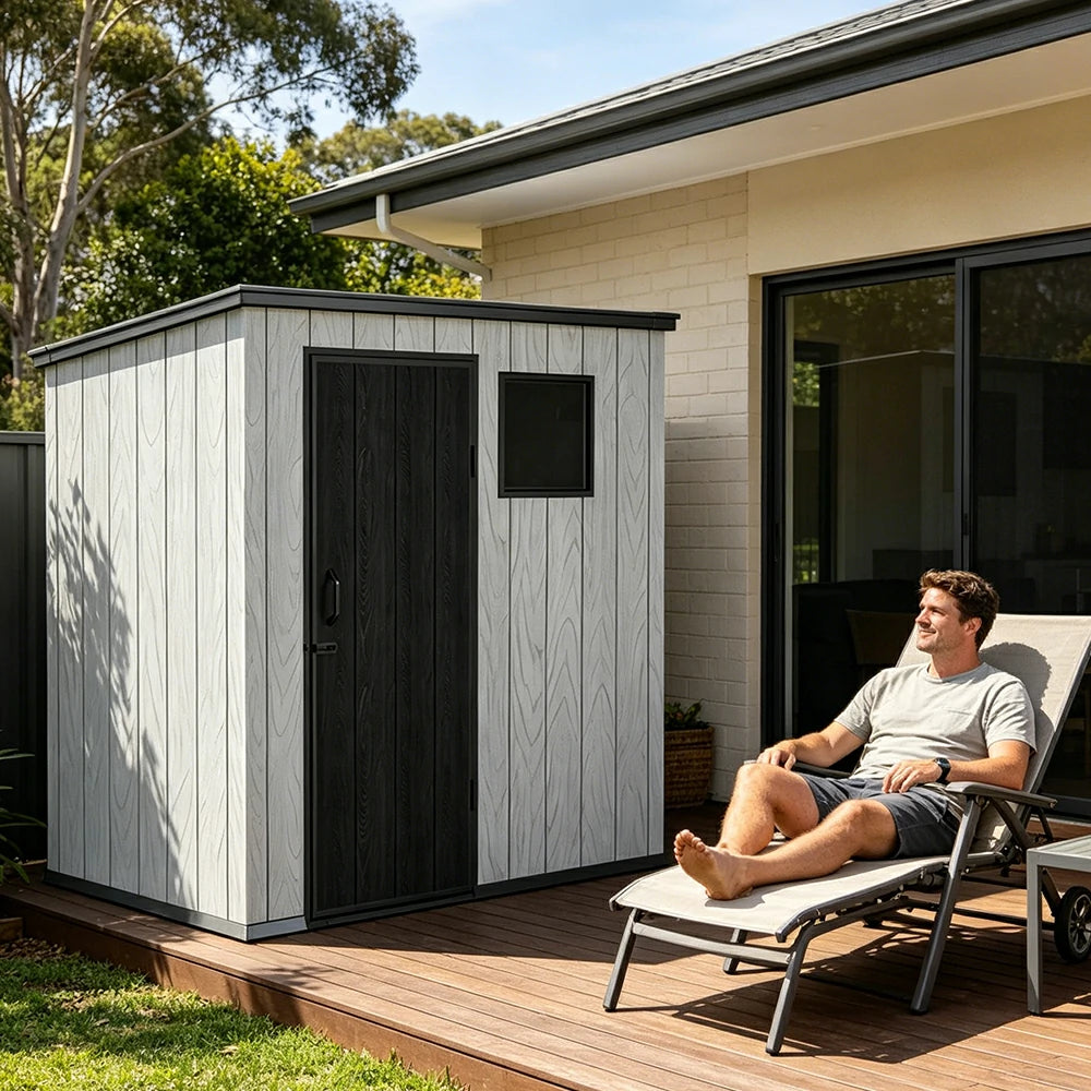 SOLARA 6x4FT Outdoor Storage Shed Reinforced Structure Double Door Weather Resistant Large Capacity for Garden Backyard Patio