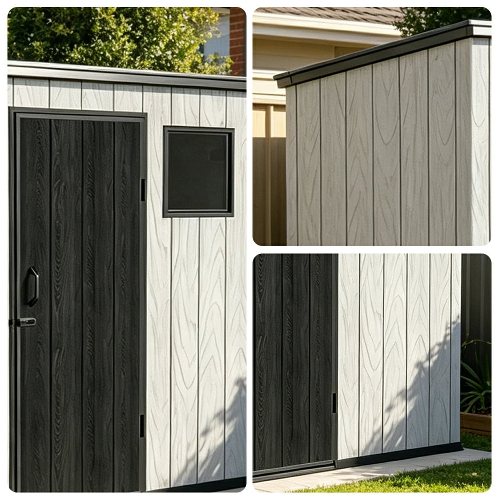 SOLARA 6x4FT Outdoor Storage Shed Reinforced Structure Double Door Weather Resistant Large Capacity for Garden Backyard Patio