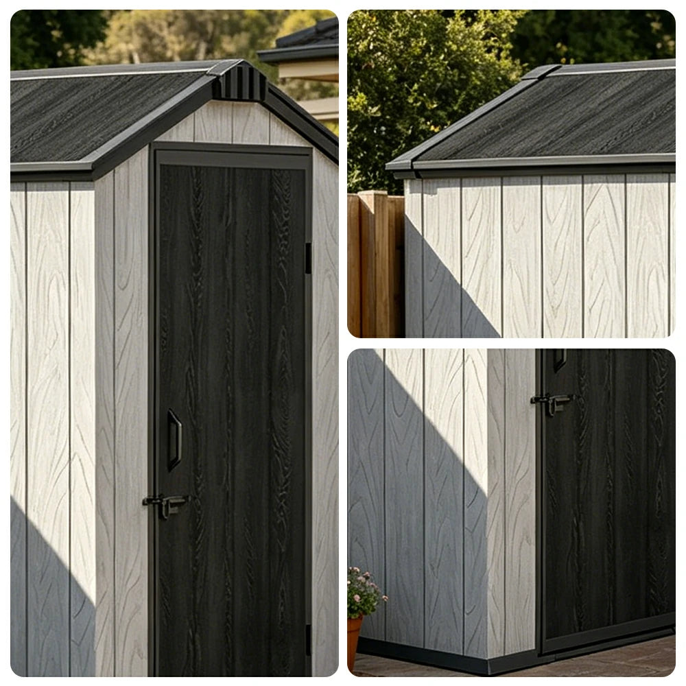 SOLARA 4x4FT Outdoor Storage Shed Reinforced Structure Double Door Weather Resistant Large Capacity for Garden Backyard Patio