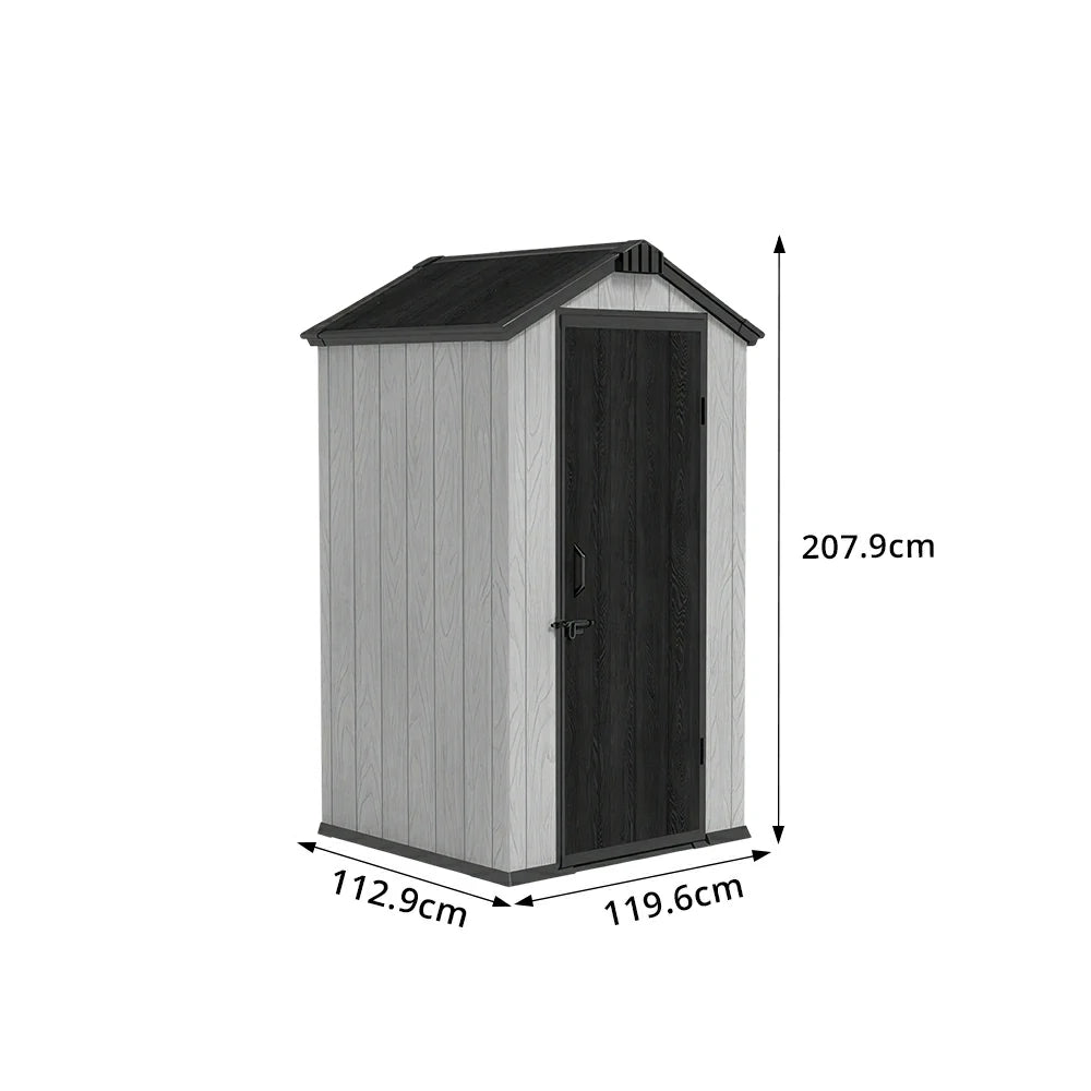 SOLARA 4x4FT Outdoor Storage Shed Reinforced Structure Double Door Weather Resistant Large Capacity for Garden Backyard Patio