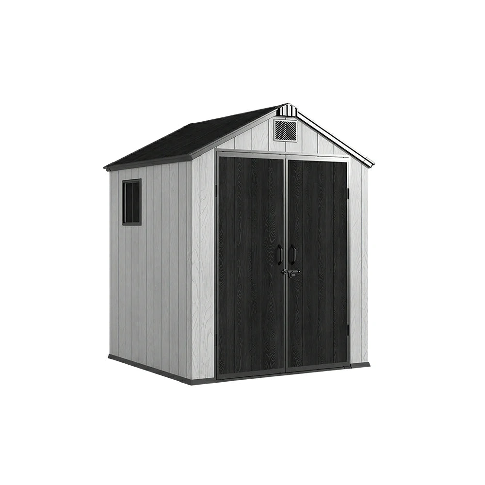 SOLARA 6x6FT Outdoor Storage Shed Reinforced Structure Double Door Weather Resistant Large Capacity for Garden Backyard Patio