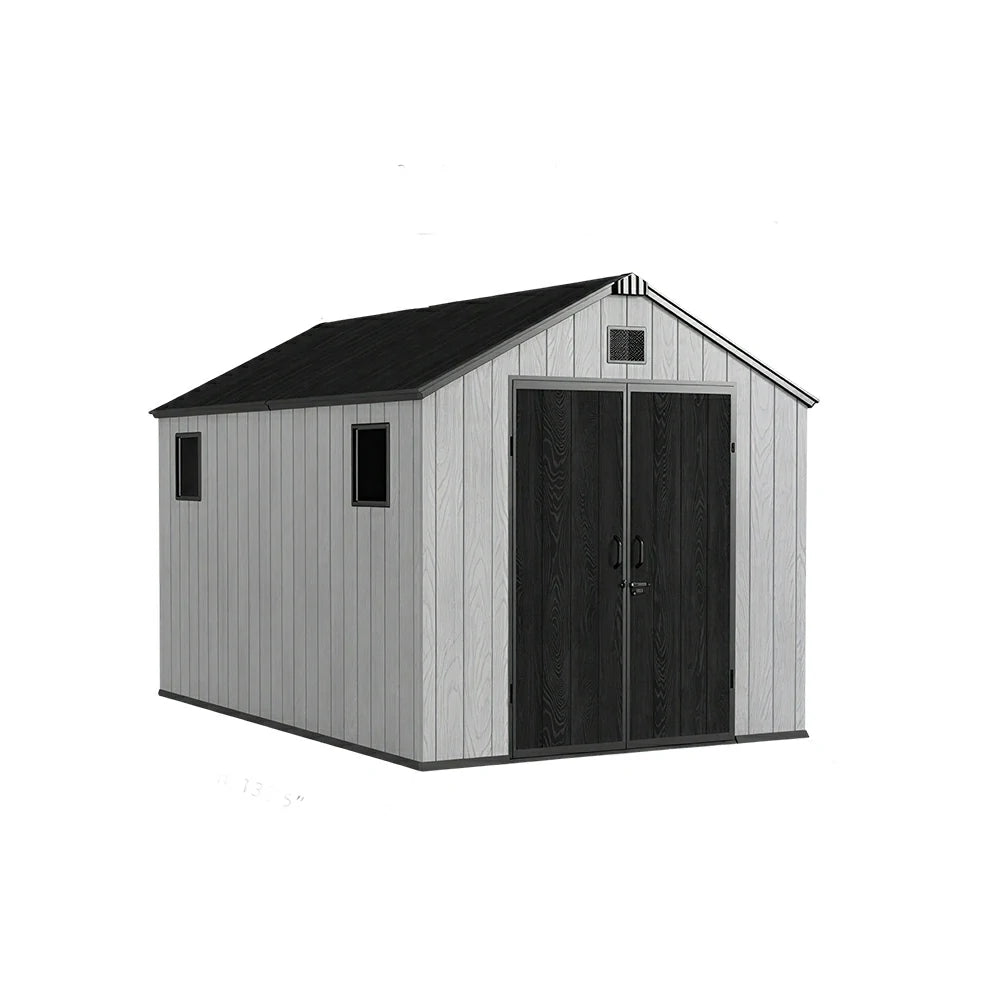 SOLARA 8x12FT Outdoor Storage Shed Reinforced Structure Double Door Weather Resistant Large Capacity for Garden Backyard Patio
