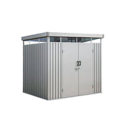 SOLARA Garden Storage Shed Matte Steel Sloped Roof Drainage Light Transmitting Weatherproof for Backyard Patio - Grey