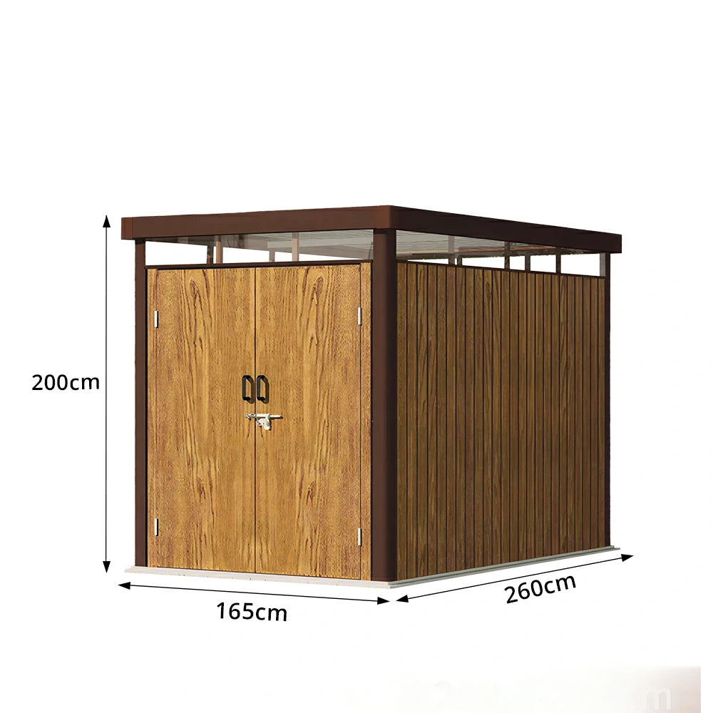 SOLARA Outdoor Storage Shed Sloped Roof Drainage Matte Steel UV Resistant Large Capacity for Garden Patio Garage - Brown
