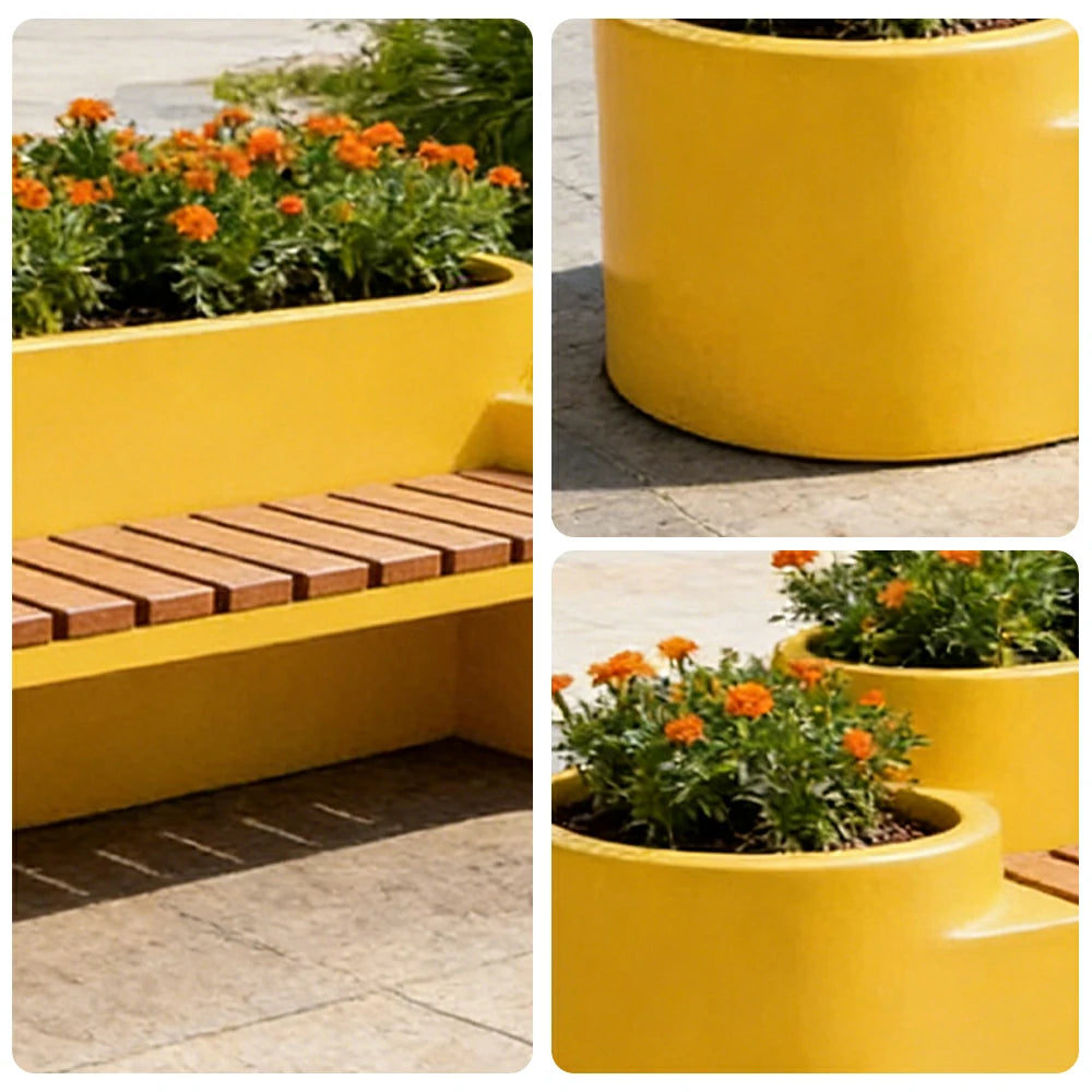 SOLARA 120/150/180cm Outdoor Metal Planter Box Thick Galvanized Steel Frame with High-Temp Coating for Commercial Patio Terrace - Yellow
