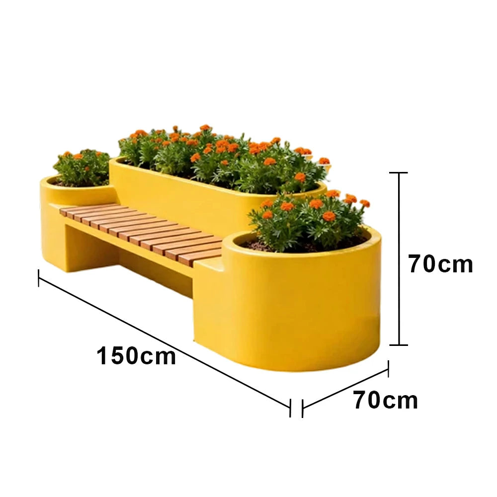 SOLARA 120/150/180cm Outdoor Metal Planter Box Thick Galvanized Steel Frame with High-Temp Coating for Commercial Patio Terrace - Yellow