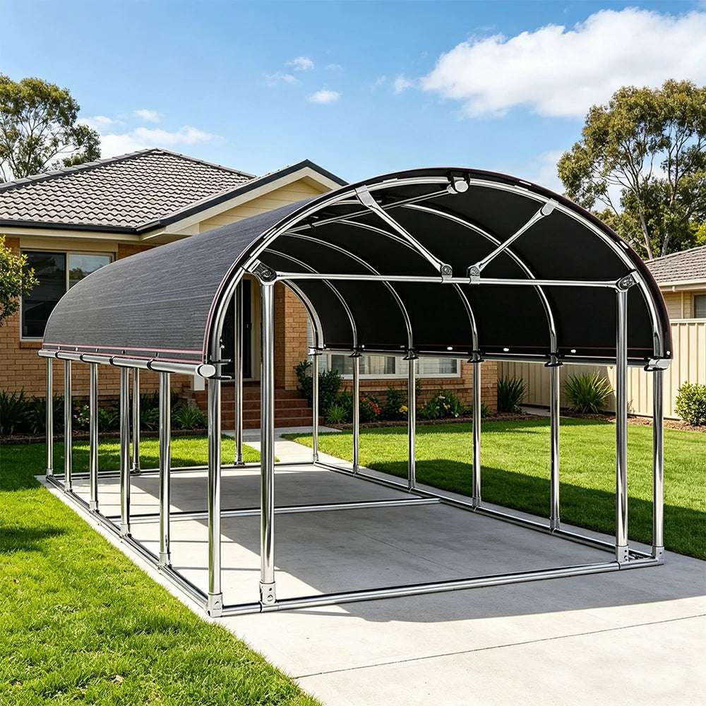 SOLARA Outdoor Car Canopy Sun Shade Waterproof Reinforced Frame 300/400cm for Driveway Patio Parking - Black