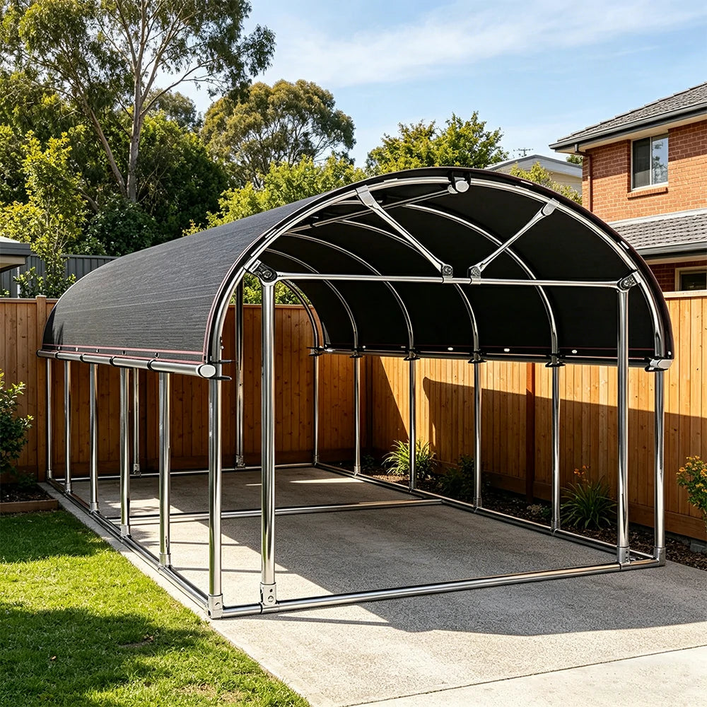 SOLARA Outdoor Car Canopy Sun Shade Waterproof Reinforced Frame 300/400cm for Driveway Patio Parking - Black