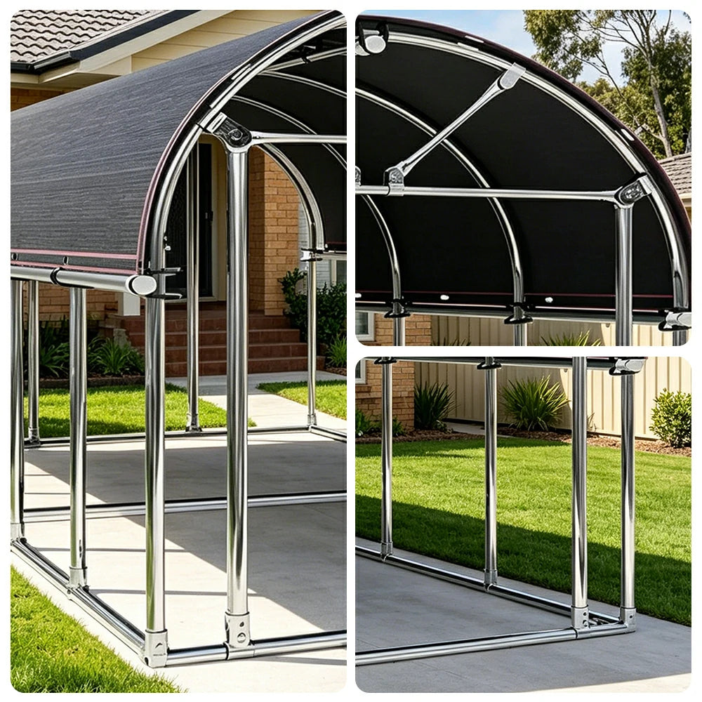 SOLARA Outdoor Car Canopy Sun Shade Waterproof Reinforced Frame 300/400cm for Driveway Patio Parking - Black