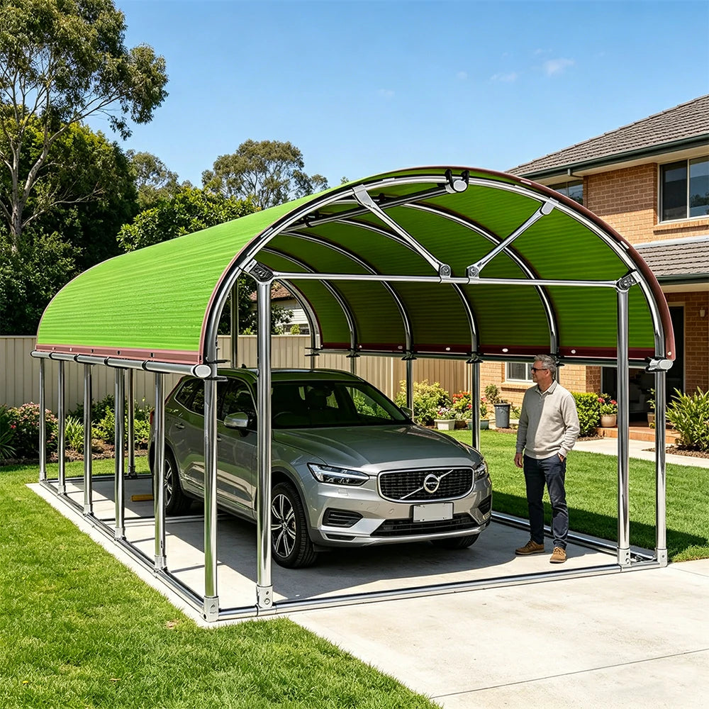 SOLARA Outdoor Car Canopy Sun Shade Waterproof Reinforced Frame 300/400cm for Driveway Patio Parking - Apple Green