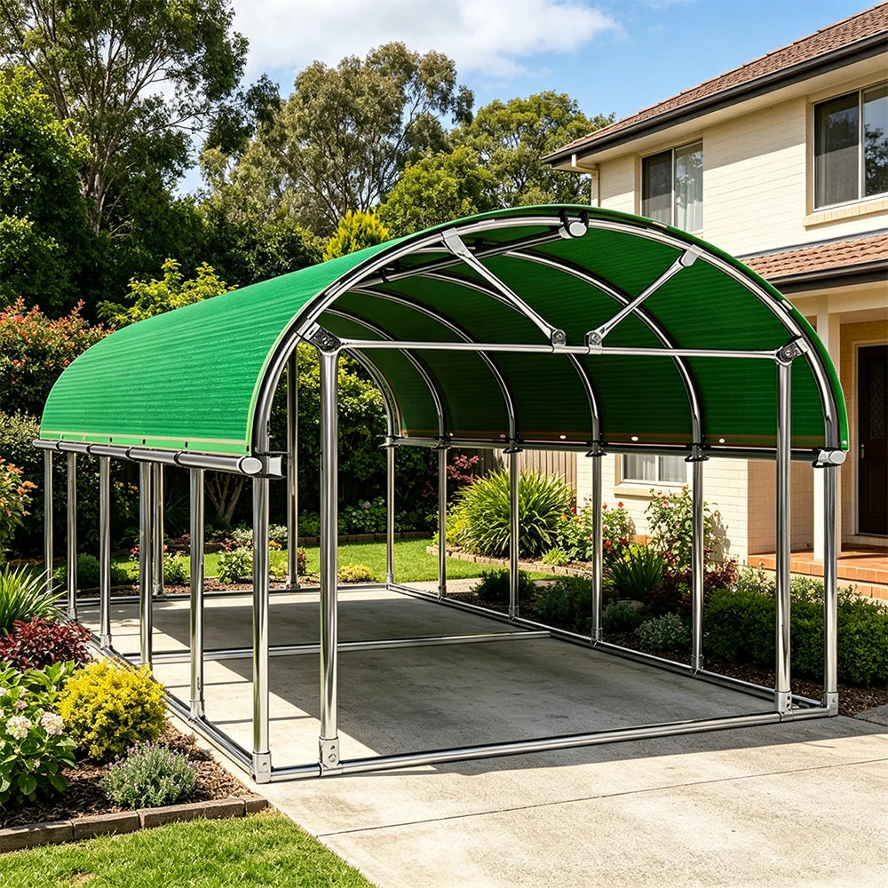 SOLARA Outdoor Car Canopy Sun Shade Waterproof Reinforced Frame 300/400cm for Driveway Patio Parking - Green
