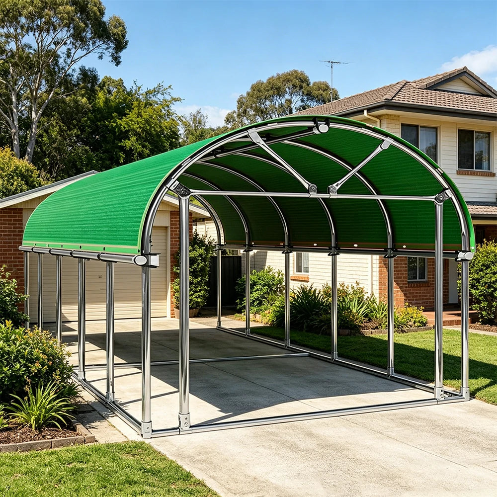 SOLARA Outdoor Car Canopy Sun Shade Waterproof Reinforced Frame 300/400cm for Driveway Patio Parking - Green