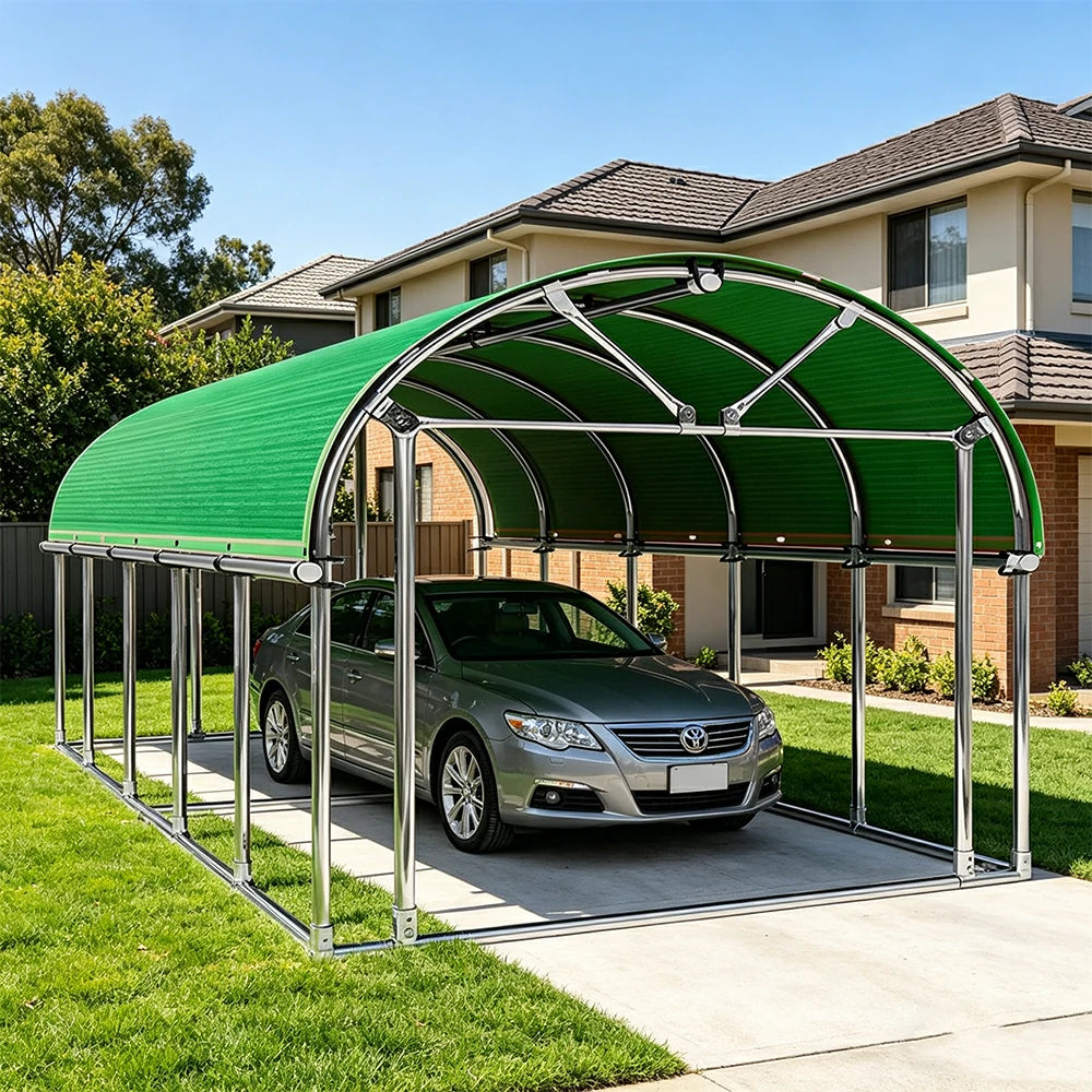 SOLARA Outdoor Car Canopy Sun Shade Waterproof Reinforced Frame 300/400cm for Driveway Patio Parking - Green