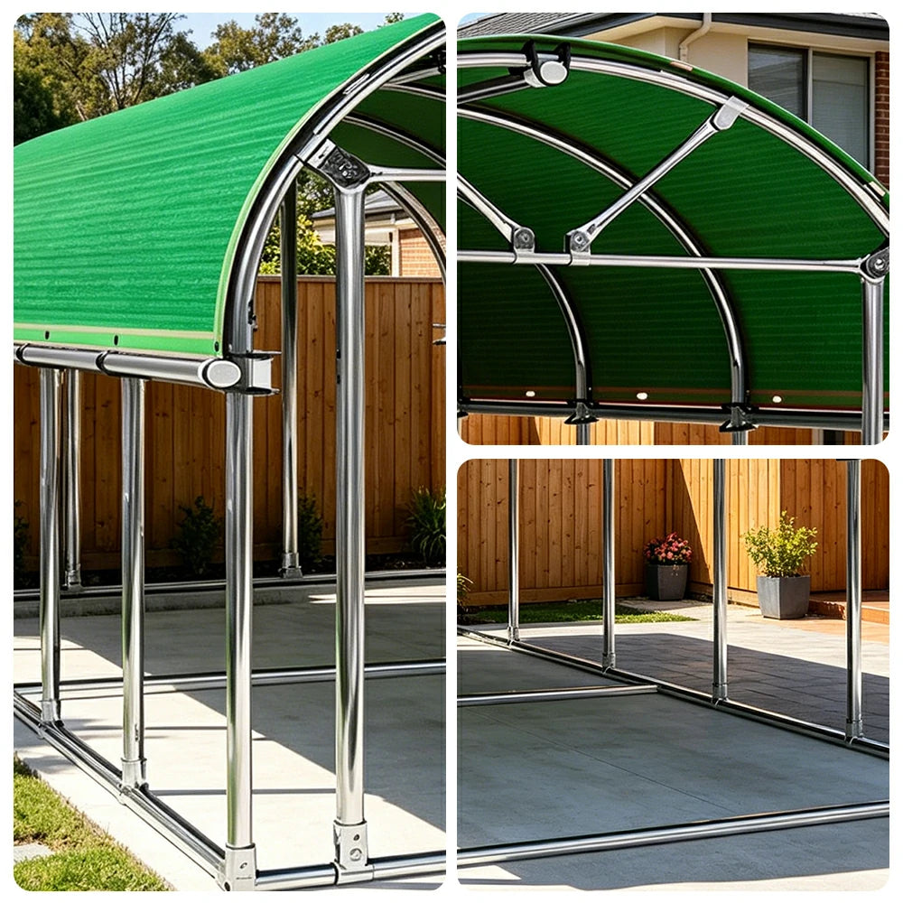 SOLARA Outdoor Car Canopy Sun Shade Waterproof Reinforced Frame 300/400cm for Driveway Patio Parking - Green