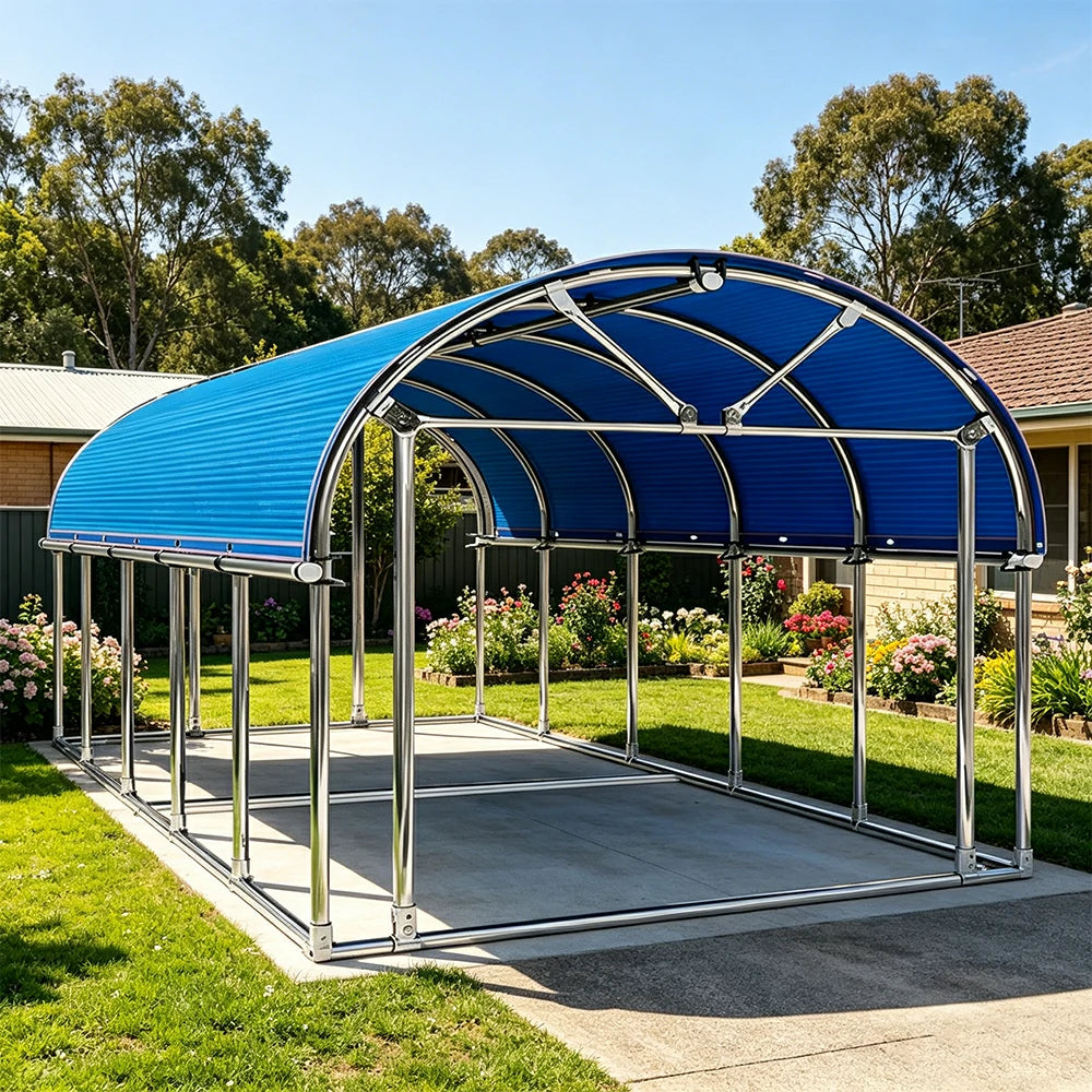 SOLARA Outdoor Car Canopy Sun Shade Waterproof Reinforced Frame 300/400cm for Driveway Patio Parking - Blue